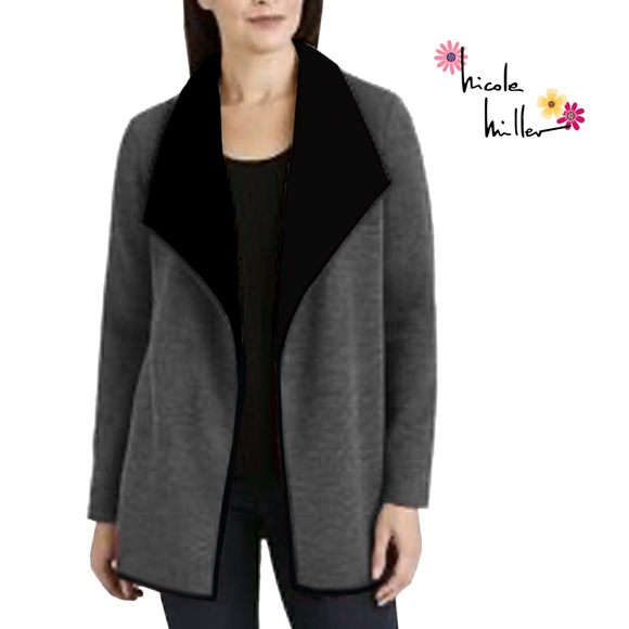 Nicole Miller Cardigan Jacket Coat Sherpa Lined Duster Large Lapel Cozy Warm NIP - Picture 1 of 9